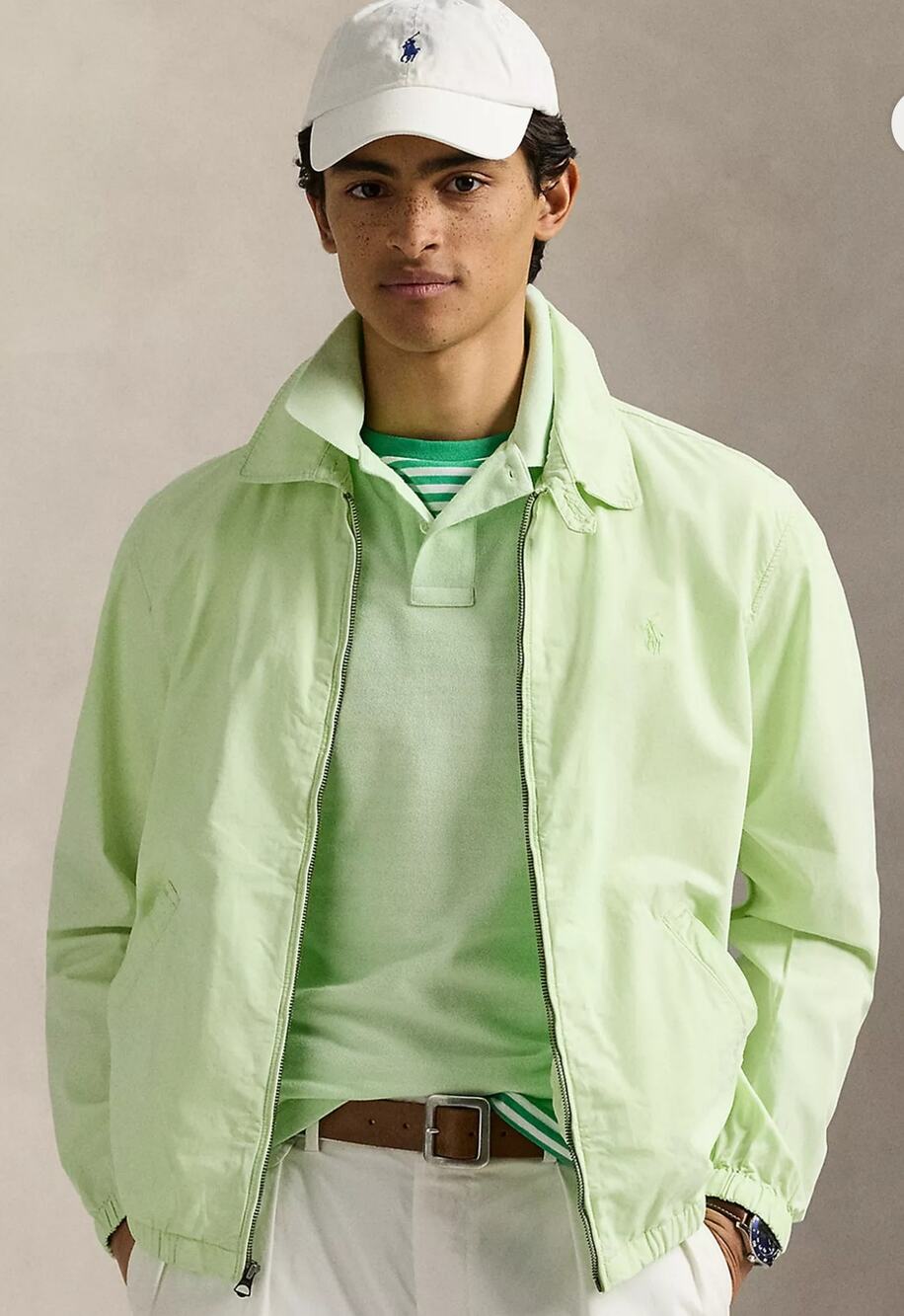 Polo Ralph Lauren The Bayport Mineral-Dyed Poplin Jacket – Light Green – New